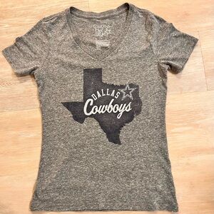 Dallas Cowboys v-neck gray short sleeve tee shirt. Women’s size Small.